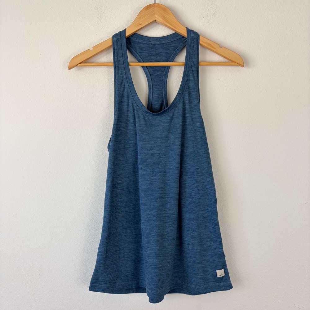 Vuori Lux Performance Tank Top Blue Heather Racerback VW108 Womens Small